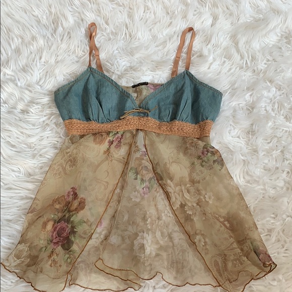 Tops - FANC Boho Open Front Top LARGE Super Cute